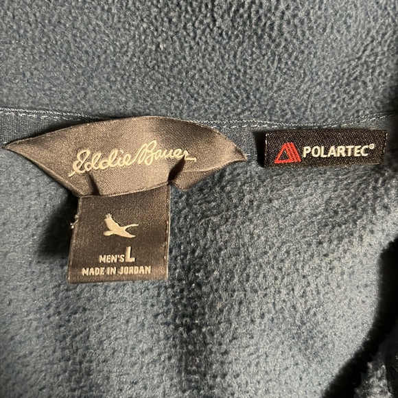 ✅ EDDIE BAUER x POLARTEC Long Sleeve Quarter Zip Warm Fleece Jacket Size L Blue - Picture 4 of 5